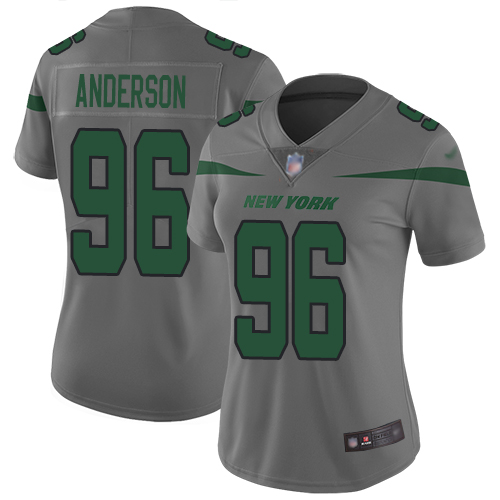 New York Jets Limited Gray Women Henry Anderson Jersey NFL Football #96 Inverted Legend->women nfl jersey->Women Jersey
